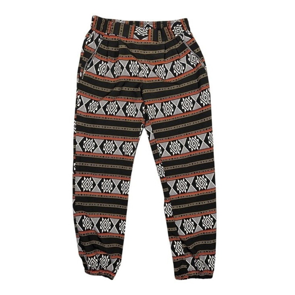 Spacegirlz Tribal Geometric Print Jogger Pants Black White Orange Small
